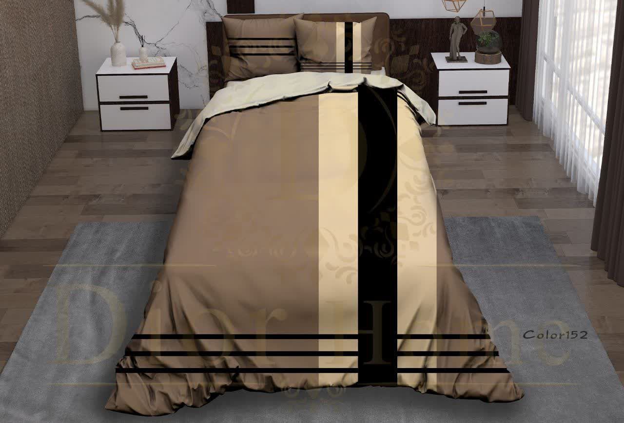 روتختی دونفره طرح ترکیبی کرم قهوه ای مشکی